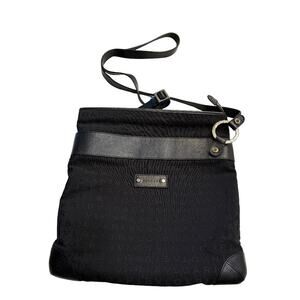 BVLGARI Logomania Monogram Nylon Leather Crossbody Bag Purse Tote Black Red  COA